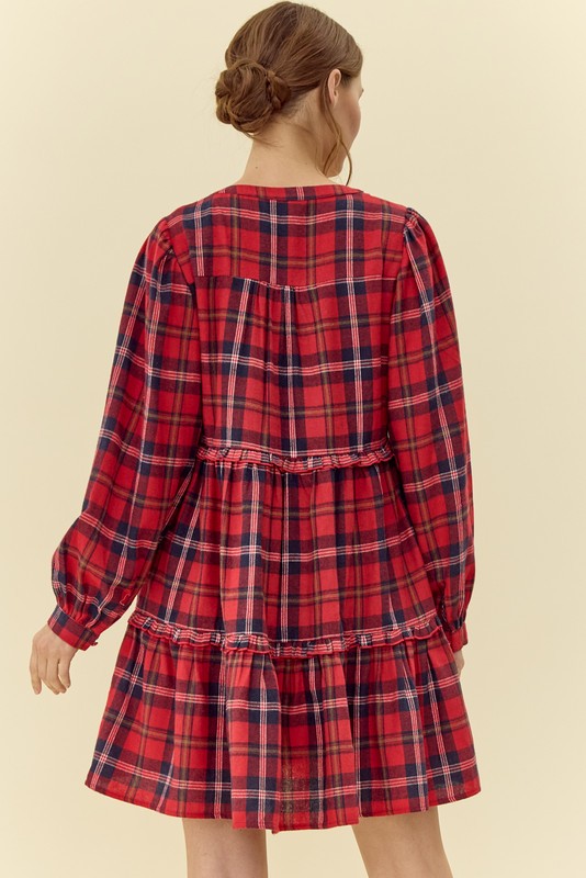 Checkered Long Sleeve Dress