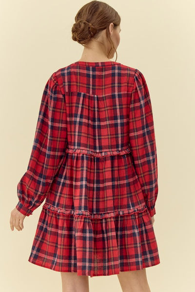 Checkered Long Sleeve Dress