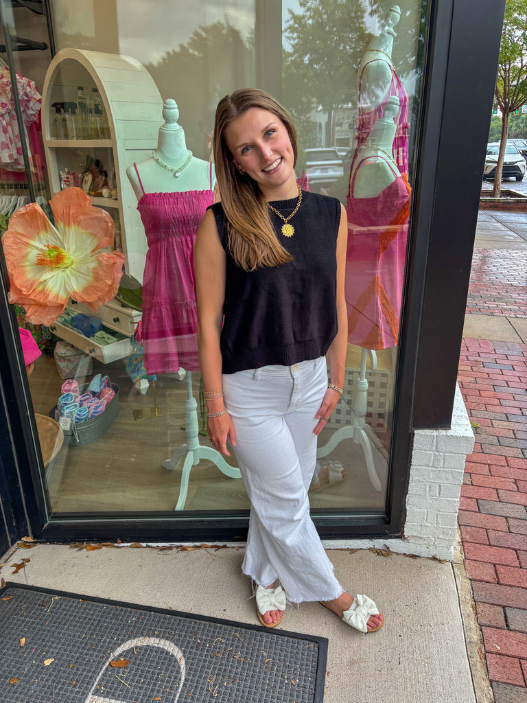 Sweater Tank Top With Back Contrast Bow