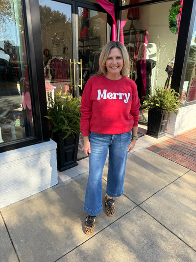 "Merry" Red Crewneck Sweatshirt