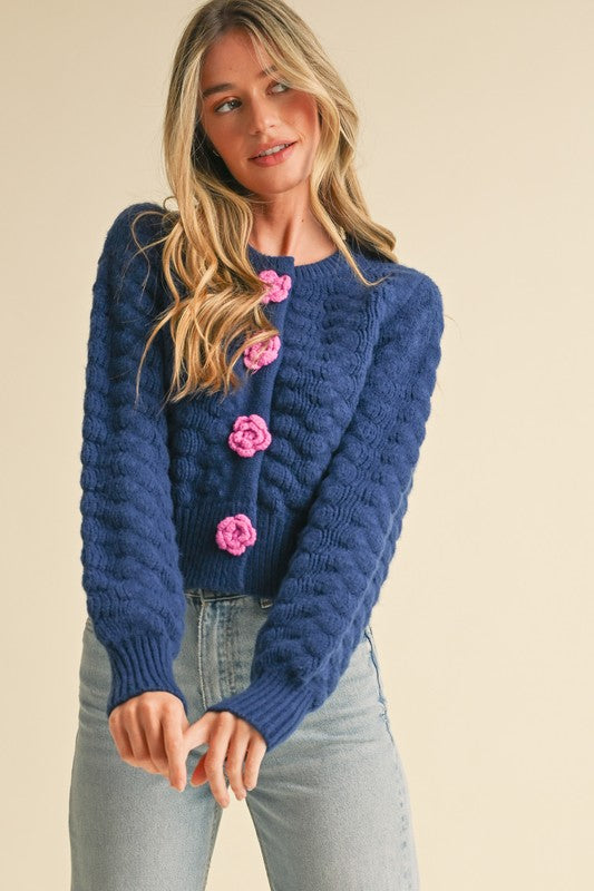 Flower Button Cardigan