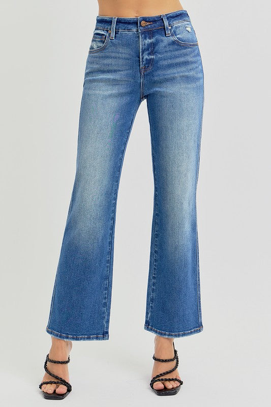 High Rise Ankle Straight Jeans