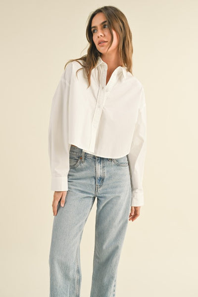 White Button Down Cropped Top