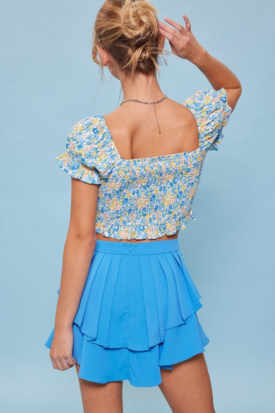 Floral Front Twist Crop Top