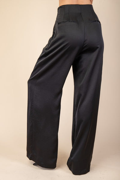 Black Pleated Wide Leg Pants