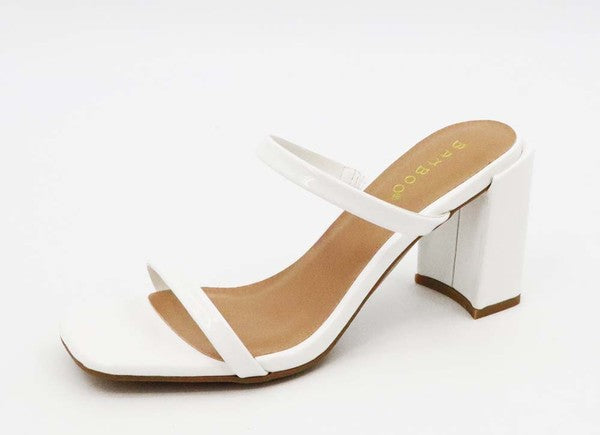 Double Strap Patent Heels- White