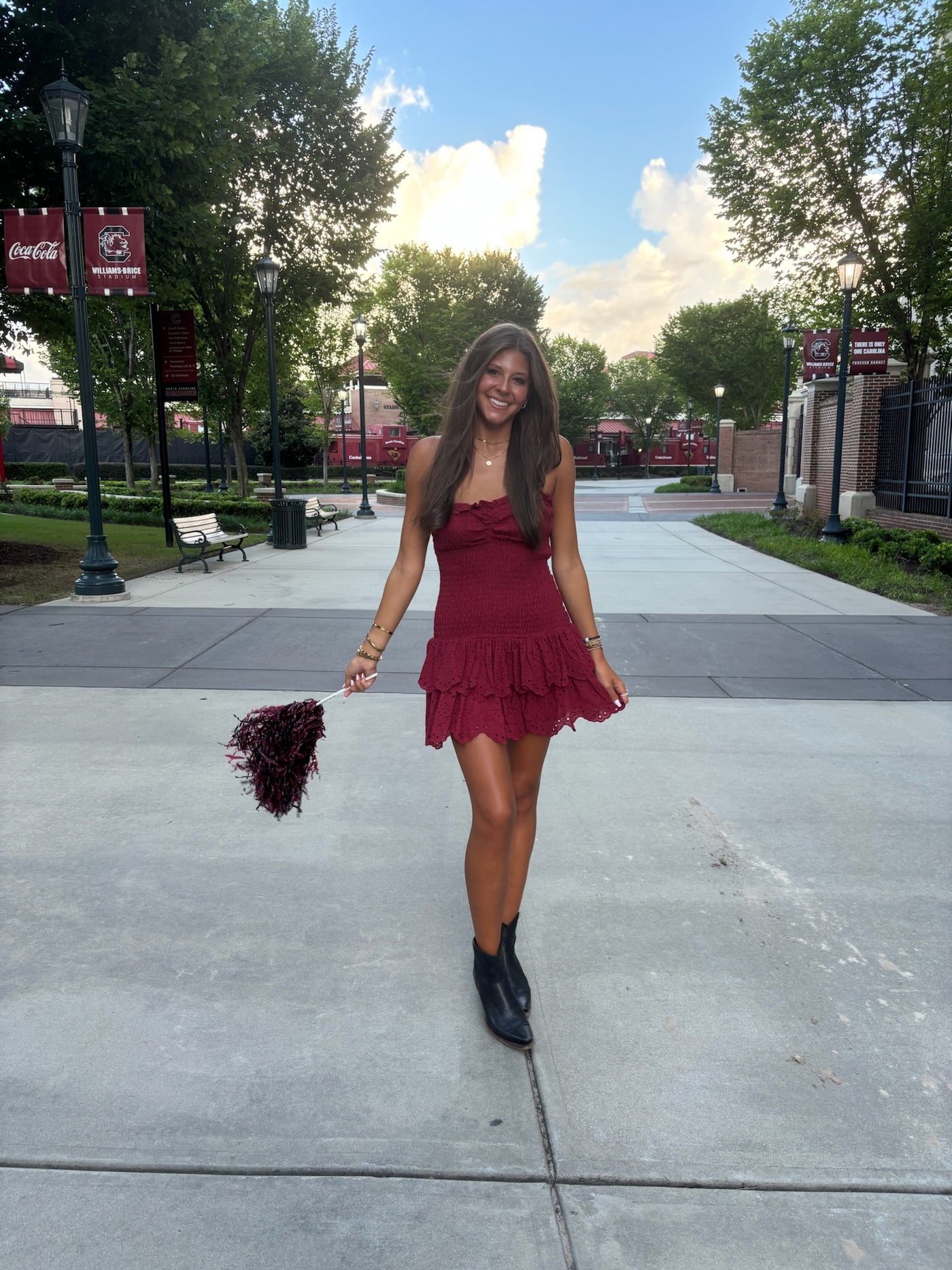 Strapless Smocked Ruffle Mini Dress