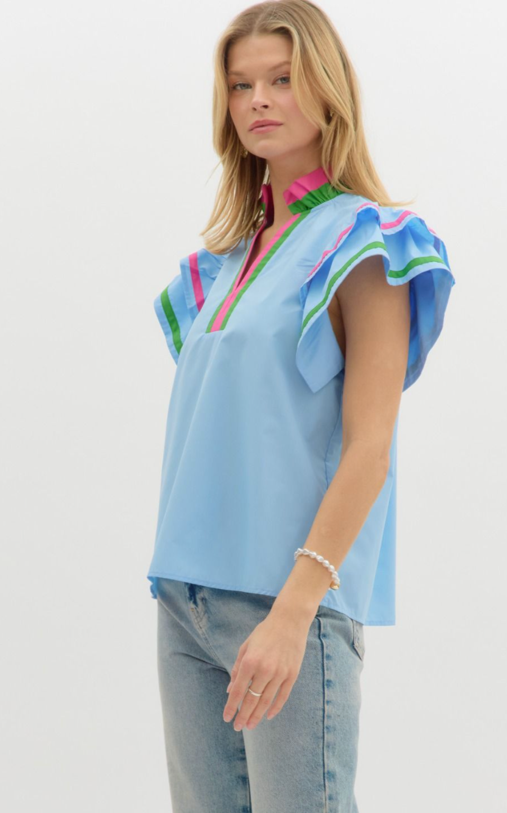 Blue Color Edge Detail Top
