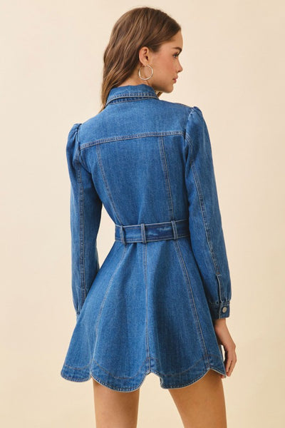 Scallop Hem Denim Dress