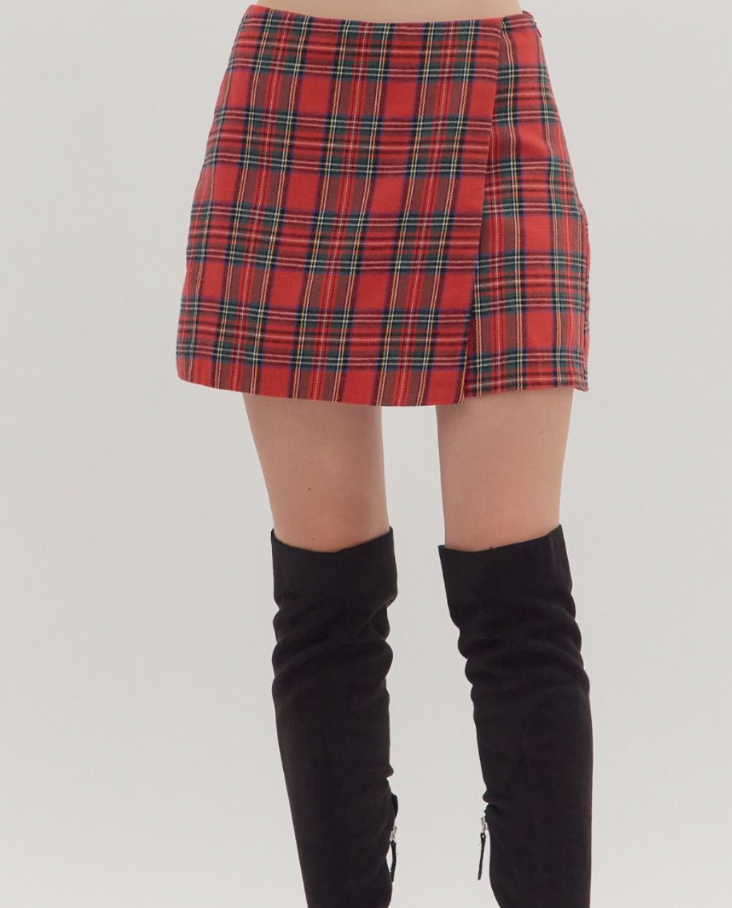 Red Plaid Wrap Skort