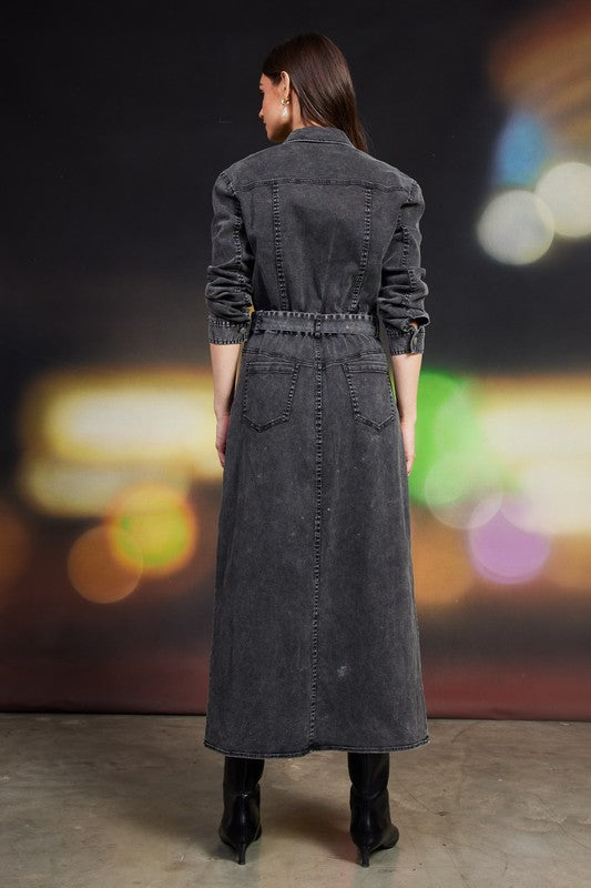 Long Sleeve Black Denim Midi Dress – The Kindred Boutique