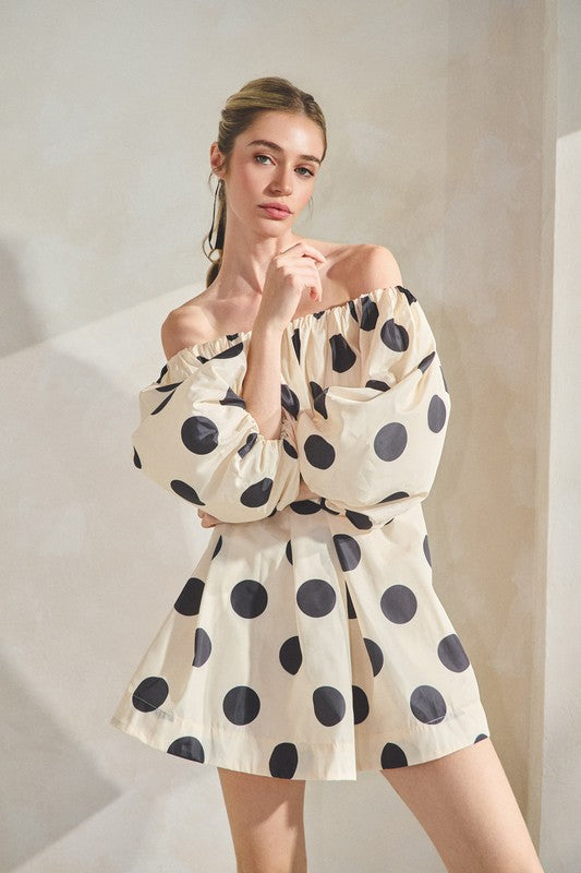 Polka Dot Puff Sleeve Dress