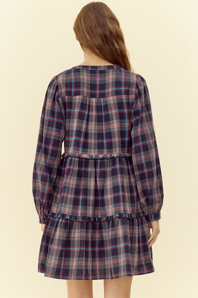 Checkered Long Sleeve Dress