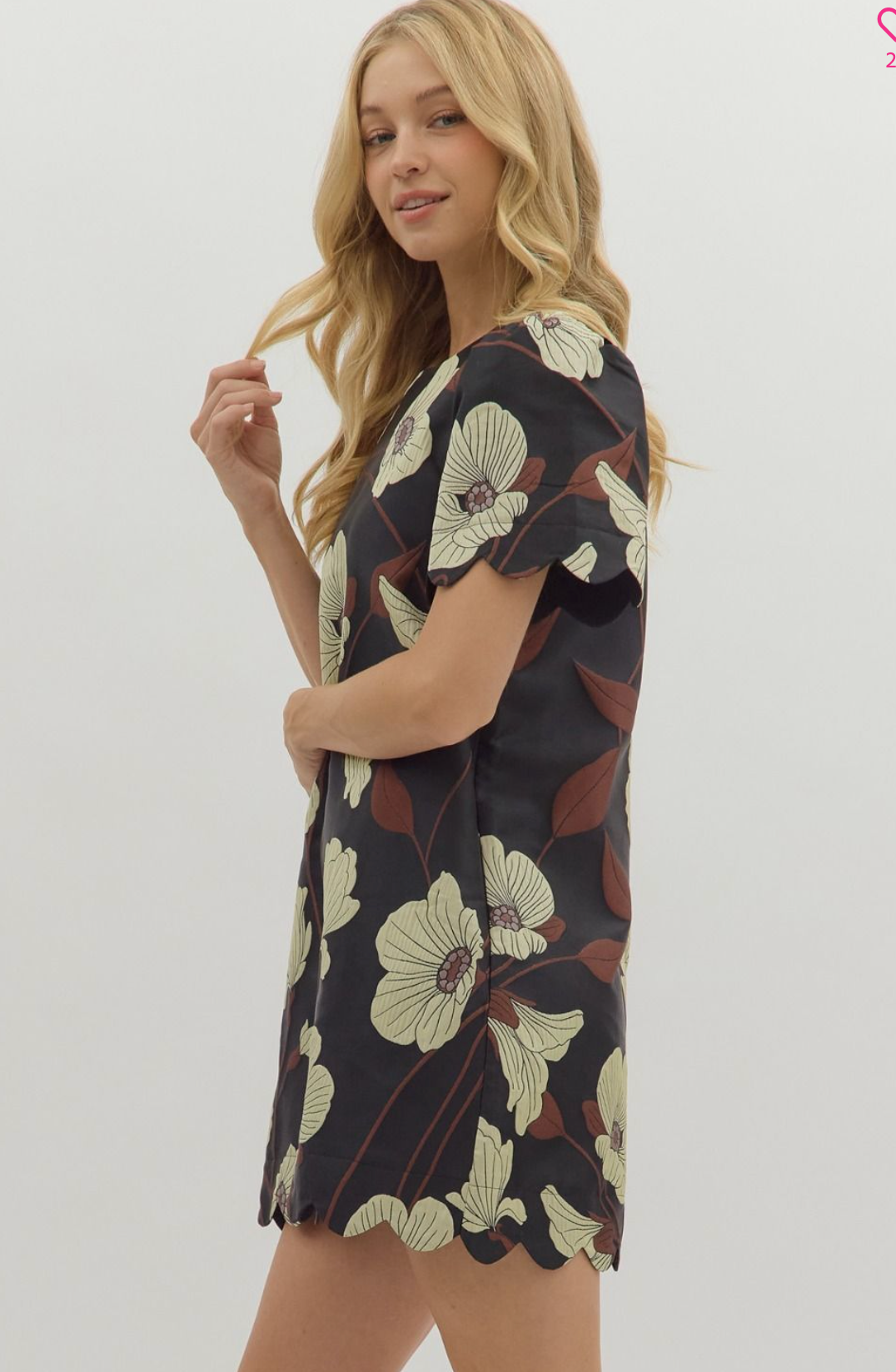 Black & Taupe Floral Dress