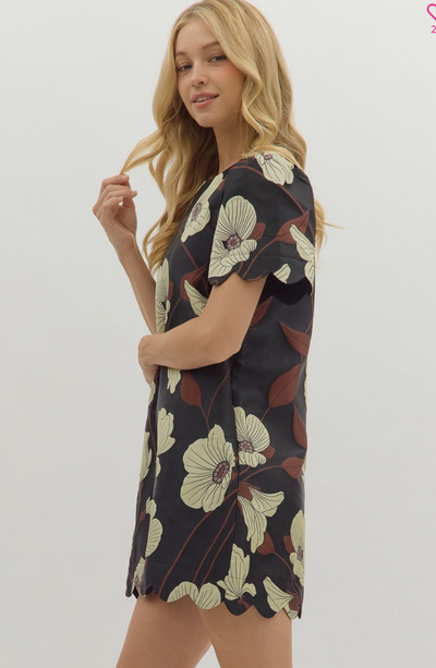 Black & Taupe Floral Dress