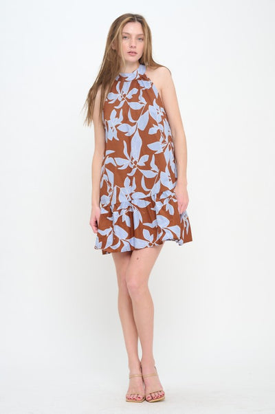 Rosey Haze Halter Dress