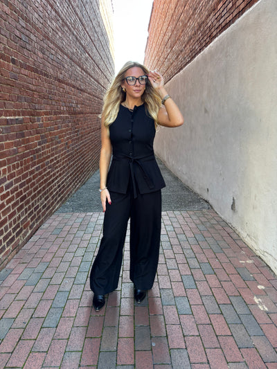 Black Tailored Vest and Pants Set