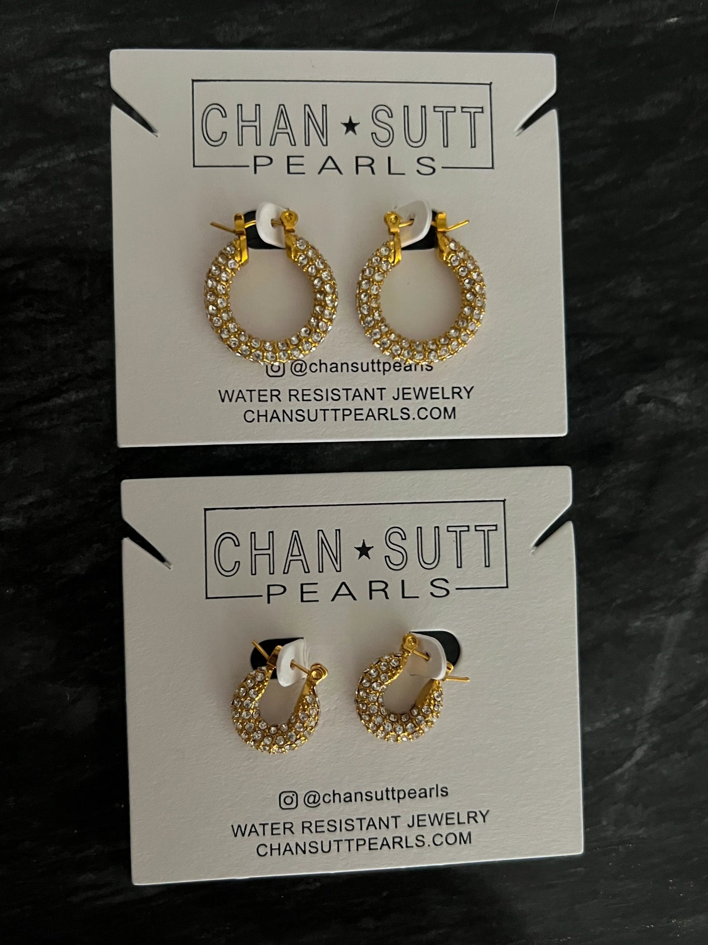 Medium Diamond Accent Hoop Earrings by ChansuttPearls