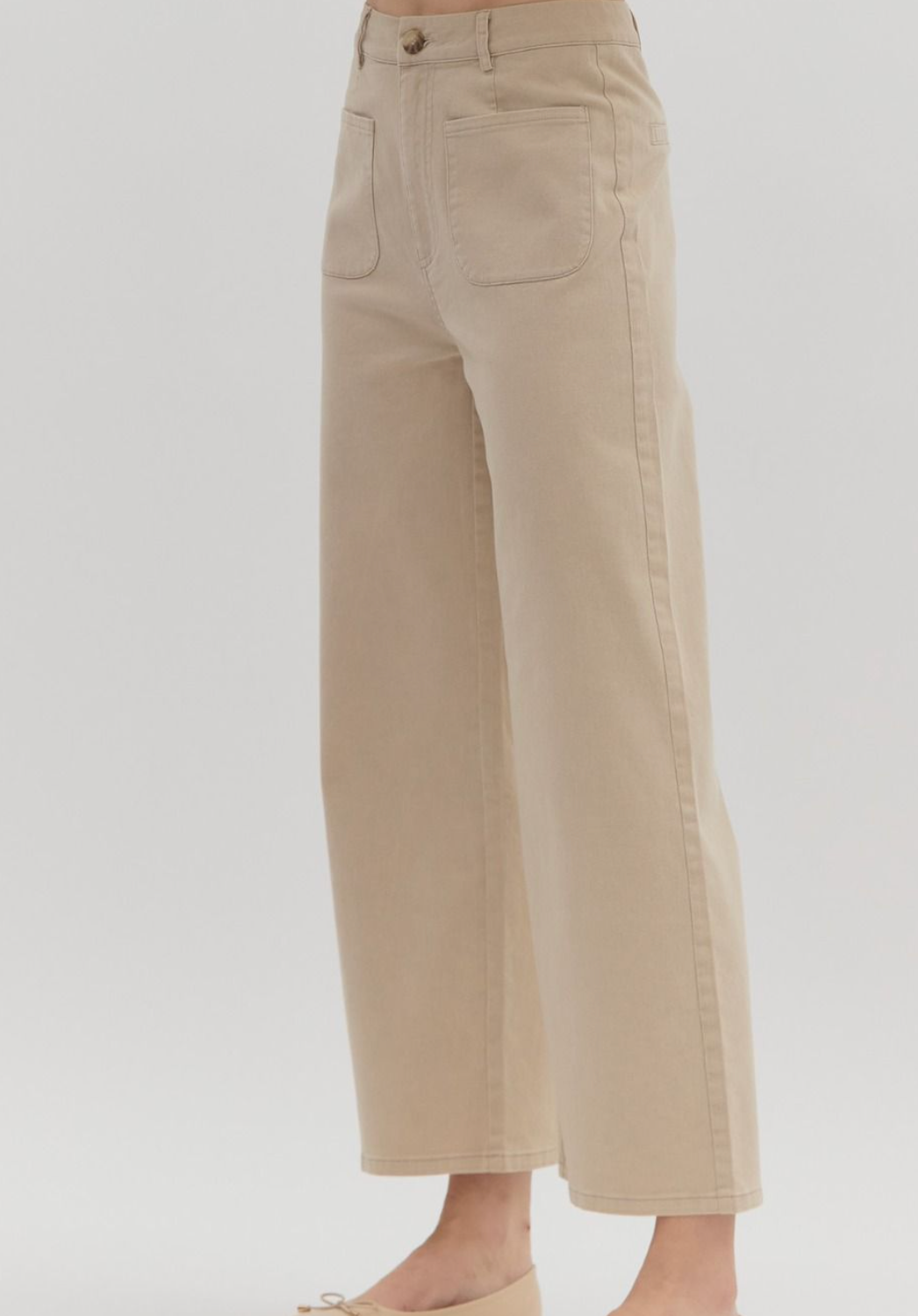 Stone Wide Leg Patch Pocket Pant