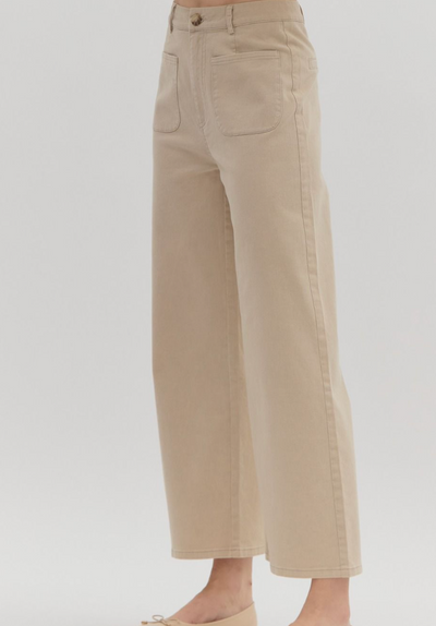 Stone Wide Leg Patch Pocket Pant