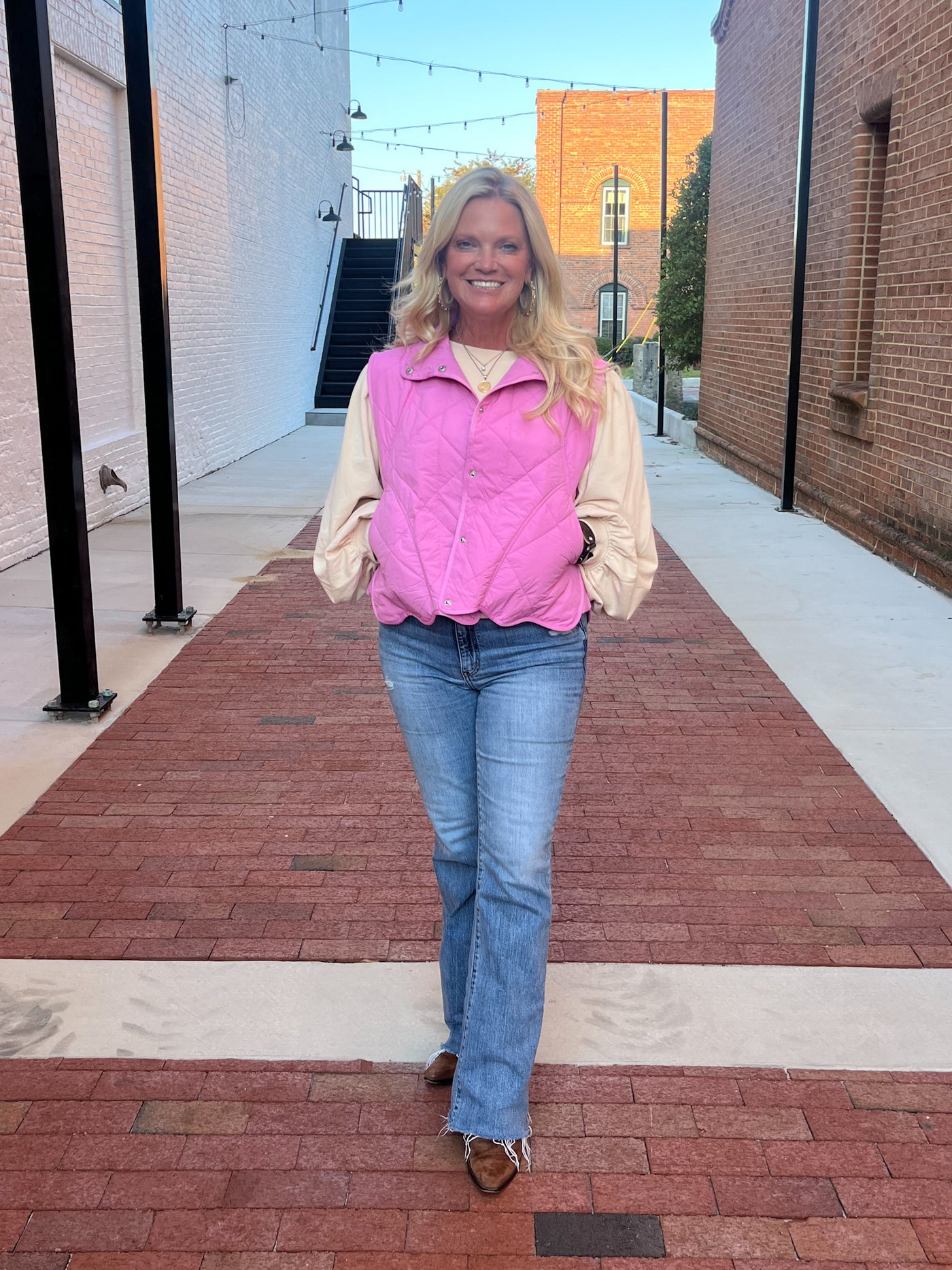 Scalloped Hem Quilted Vest