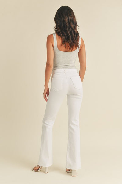 High Rise Scissor Cut Flare Jean- Optic White