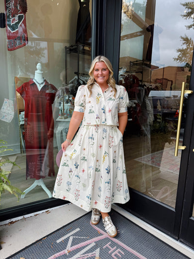 Floral Print Midi Skirt Set