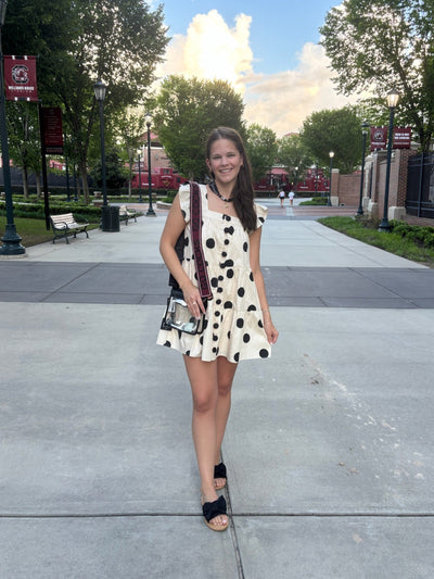 Polka Dot Print Button Down Dress