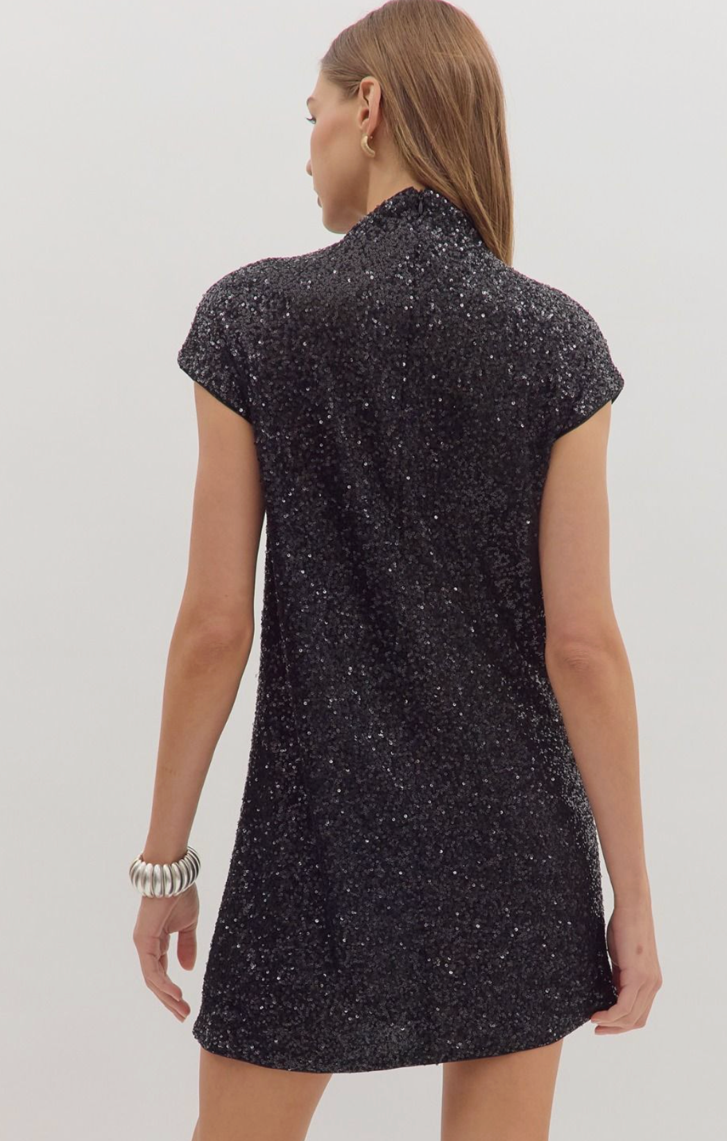 Black Sequin Mini Dress