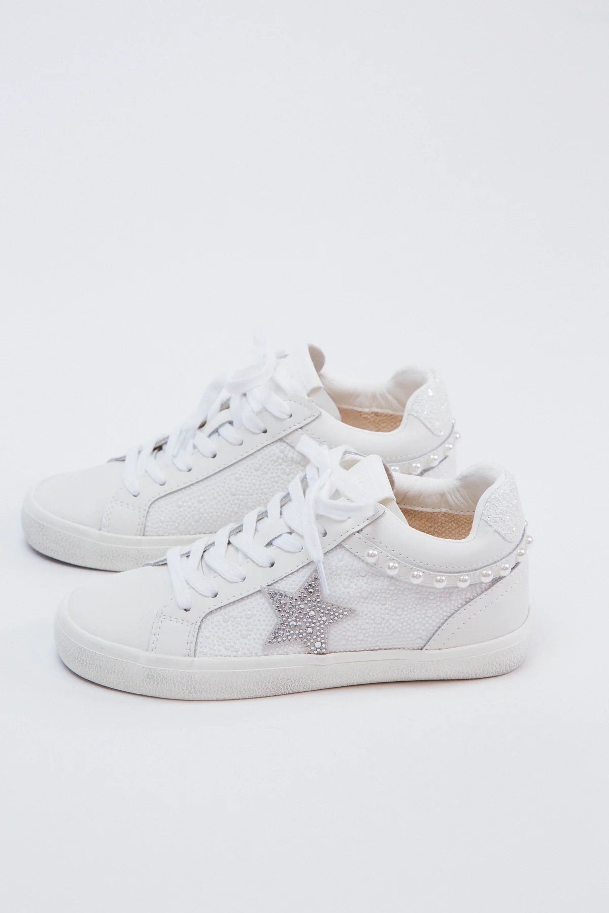 Perscila White Pearl Mid Top Sneakers