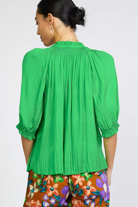 Pleated Top by Current Air- Spring Green