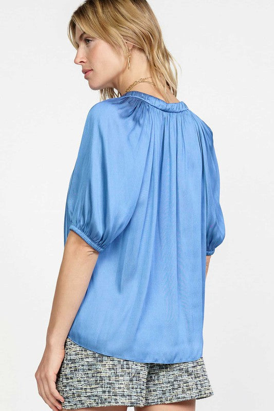 Slate Blue Satin Top