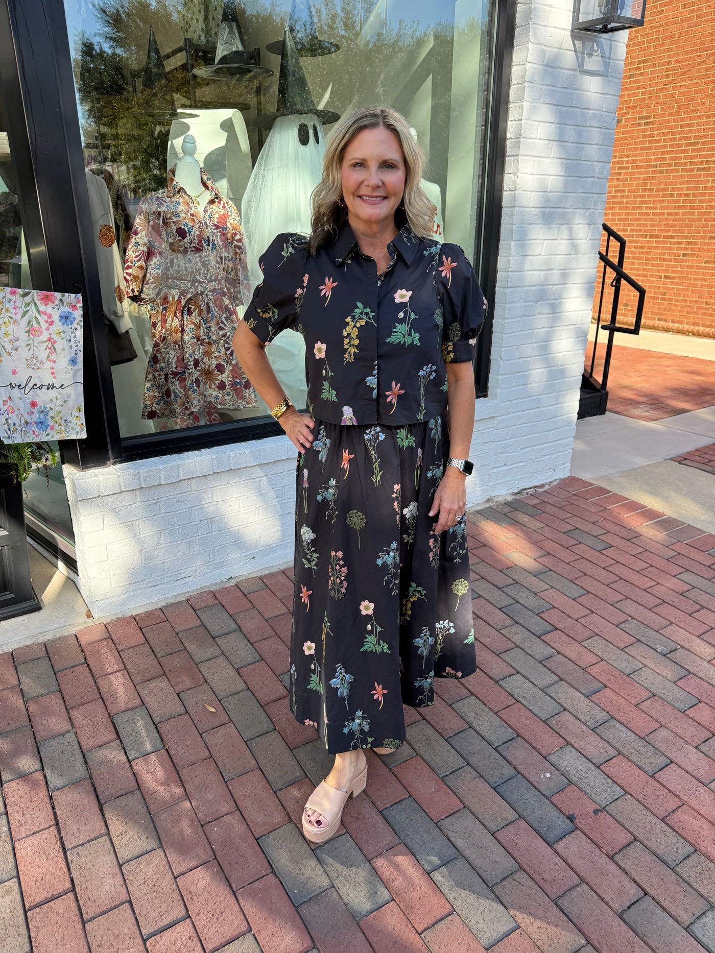 Floral Print Midi Skirt Set