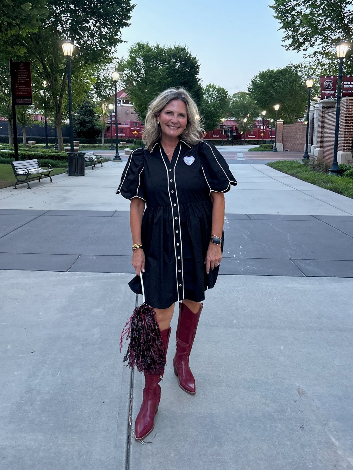 Black Scallop Sleeves Button Up Mini Dress