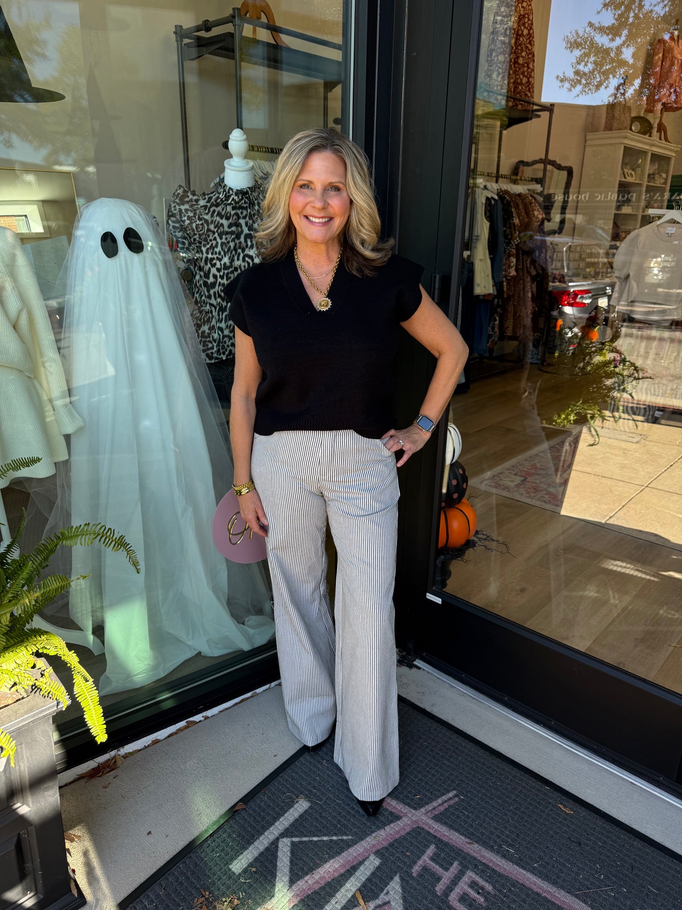 Vertical Pinstripe High Waisted Pants