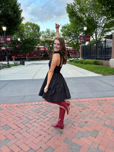 Black Bow Tie Shoulder Mini Dress