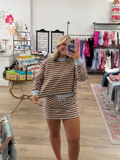 Mocha and Blue Long Sleeve Set