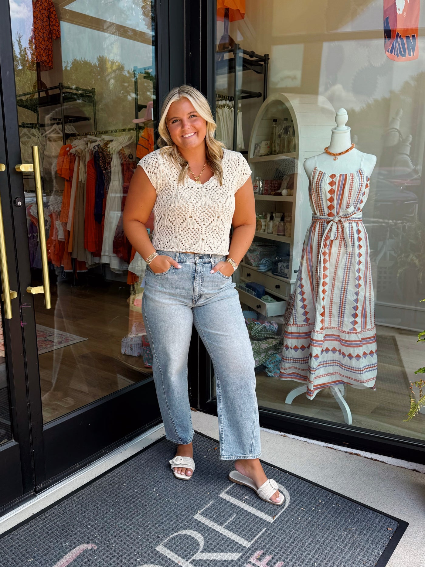 Kendra Crochet Top- Natural