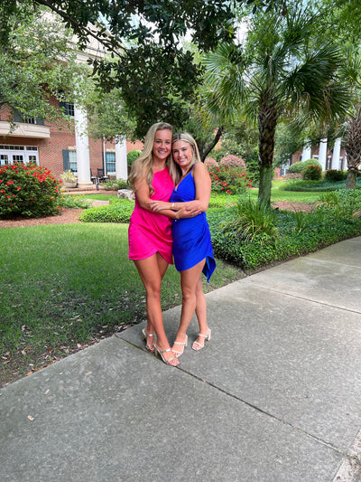 Hot Pink Satin One Shoulder Dress