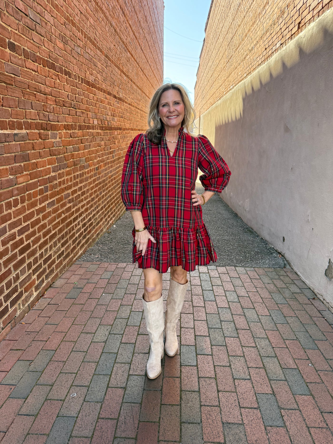 Naomi Red Plaid Dress
