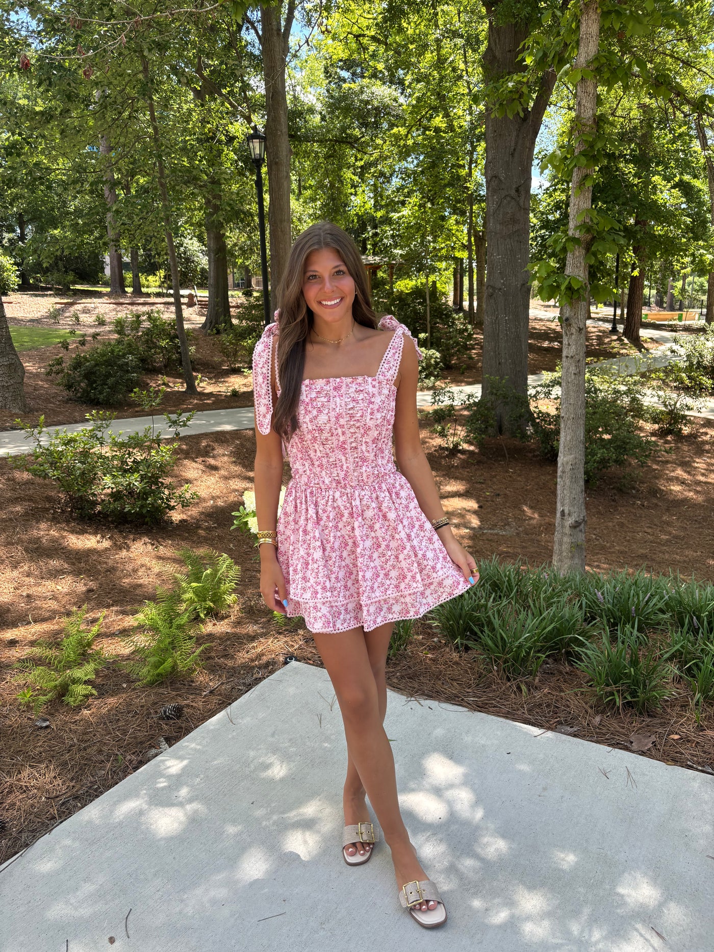 Pink Floral Corset Mini Dress