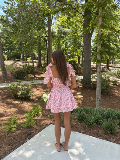 Pink Floral Corset Mini Dress