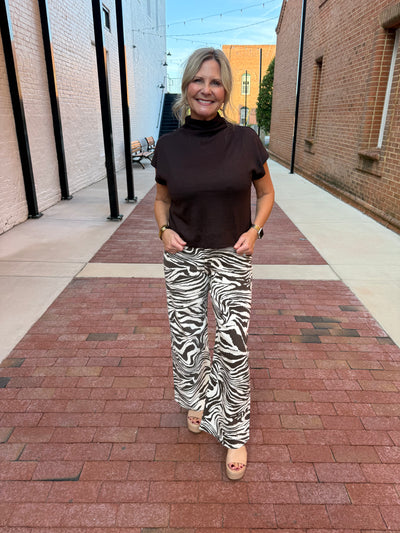 Zebra Print Wide Leg Pant