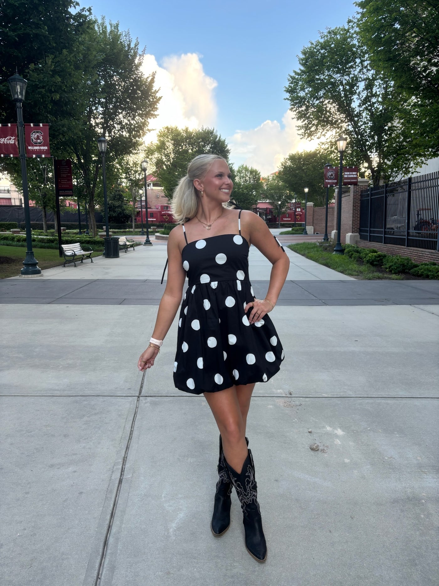 Black Polka Dot Bubble Hem Mini Dress