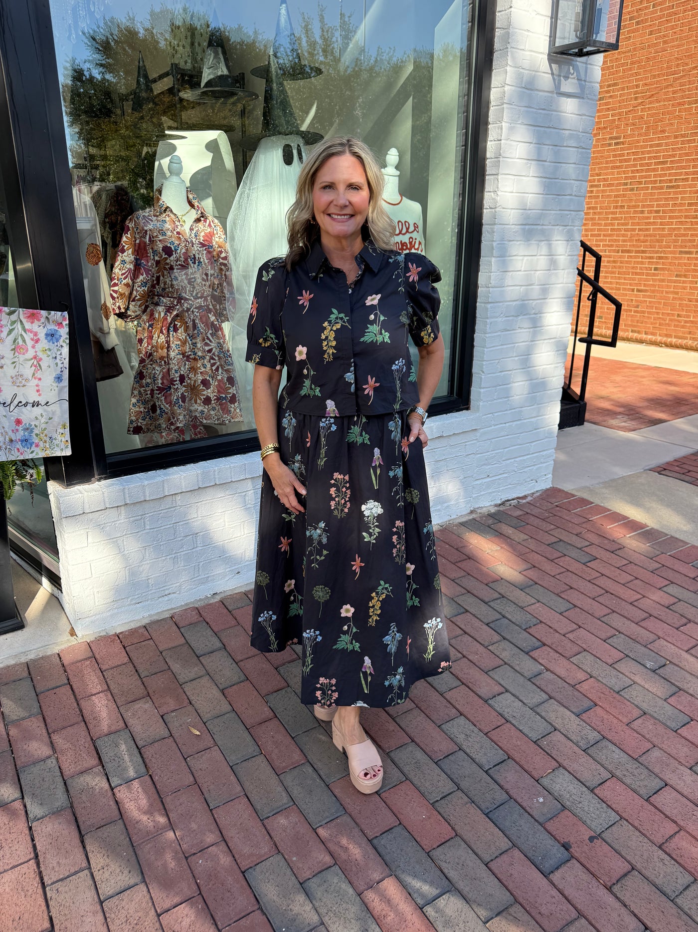 Floral Print Midi Skirt Set