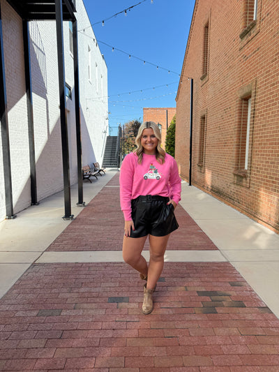 Pink Christmas Car Sweater