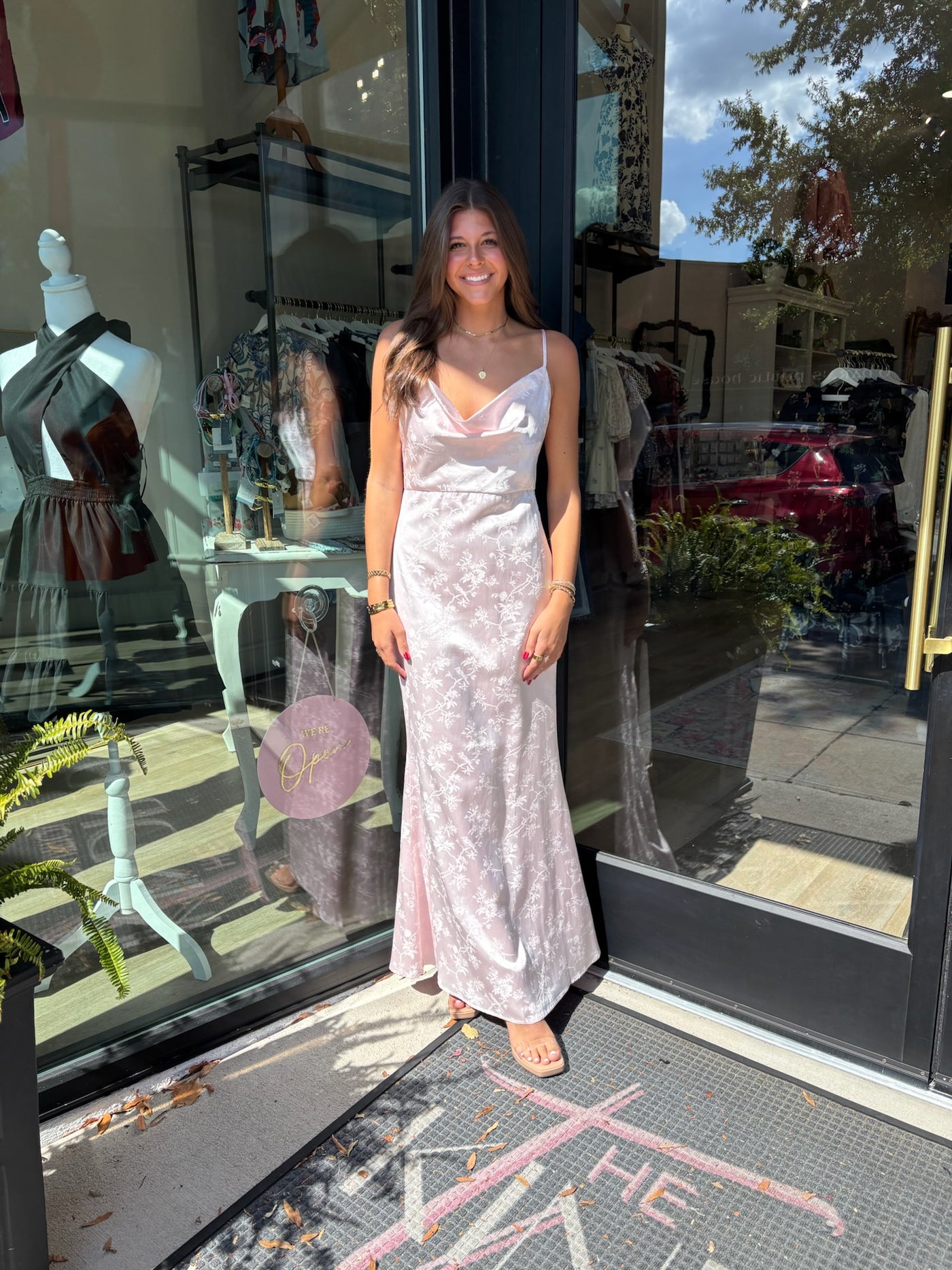 Light Pink Jacquard Mermaid Fit Maxi Dress