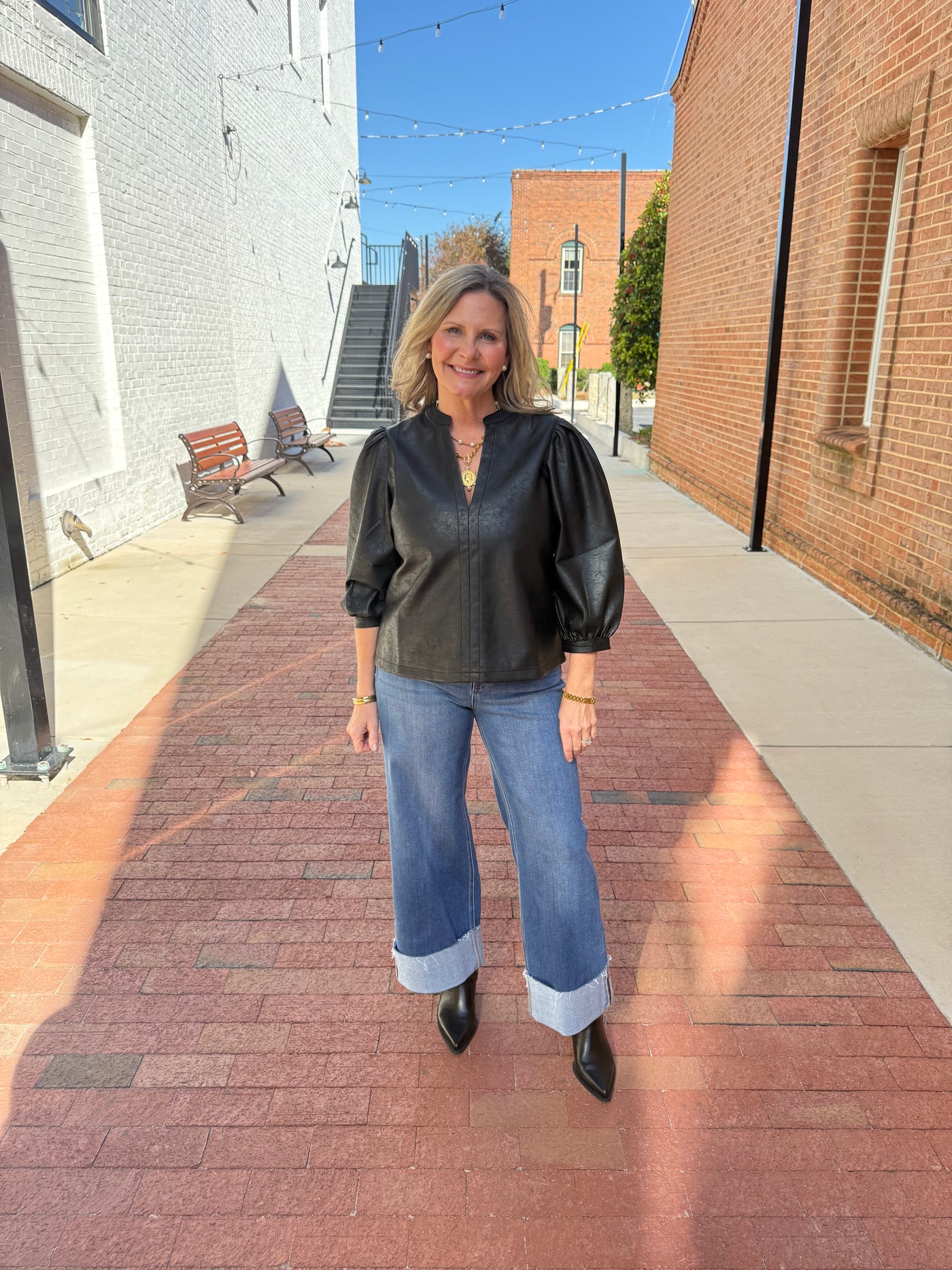 Gianna Black Long Sleeve Top