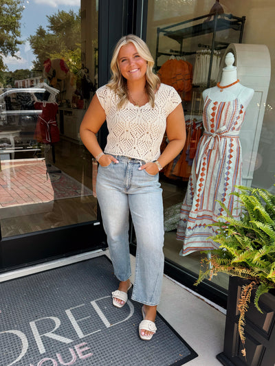 Kendra Crochet Top- Natural