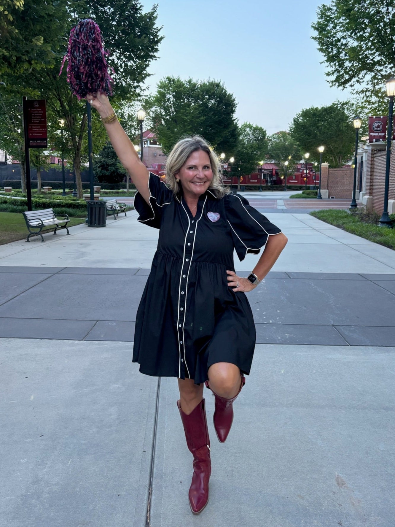 Black Scallop Sleeves Button Up Mini Dress